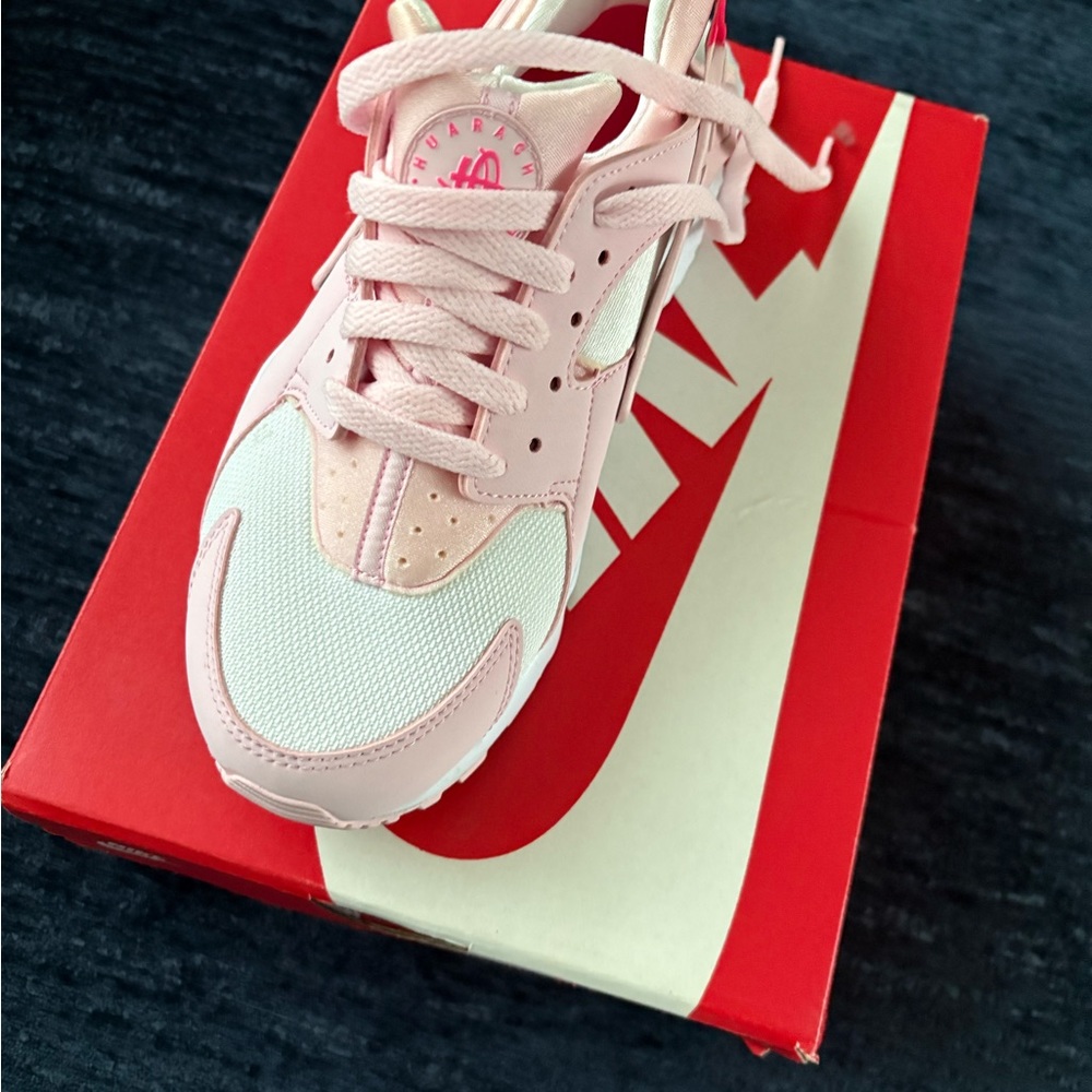 Nike Pink and White Retro Sneakers with Chunky Silhouette